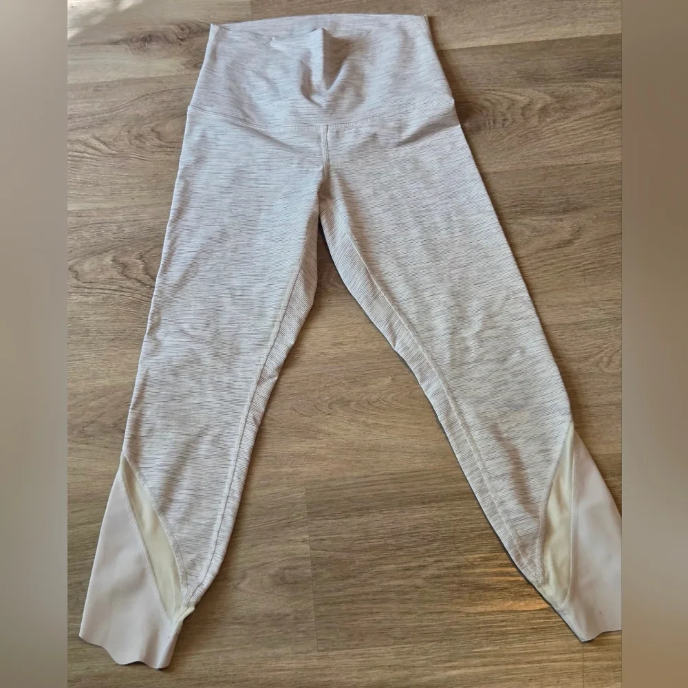 Lululemo Heather Gray Active Leggings with White Panels - Picture 2 of 5